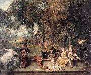 WATTEAU, Antoine Merry Company in the Open Air1 china oil painting reproduction